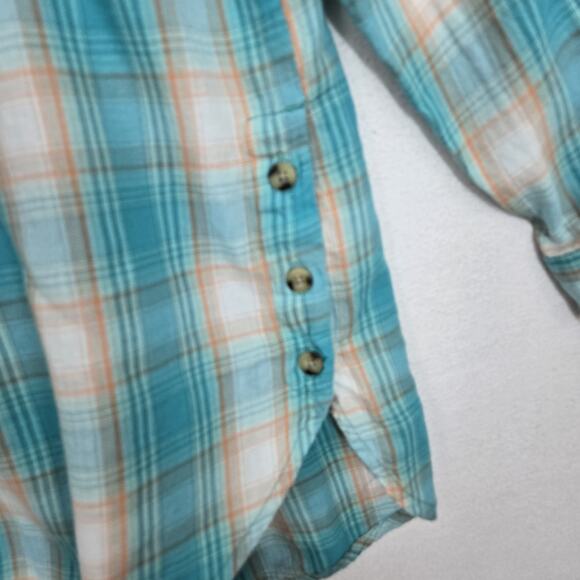 Ariat Real Billie Ray Shirt M Turquoise Plaid Button Down Relaxed Long Sleeve - Picture 3 of 14
